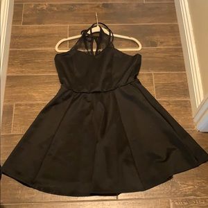 Black halter top skater girl dress with lace